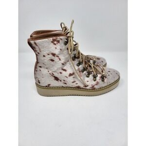 Free People Farylrobin Joplin Vegan Cowhide Leather Lace Up Ankle Boots Size 7